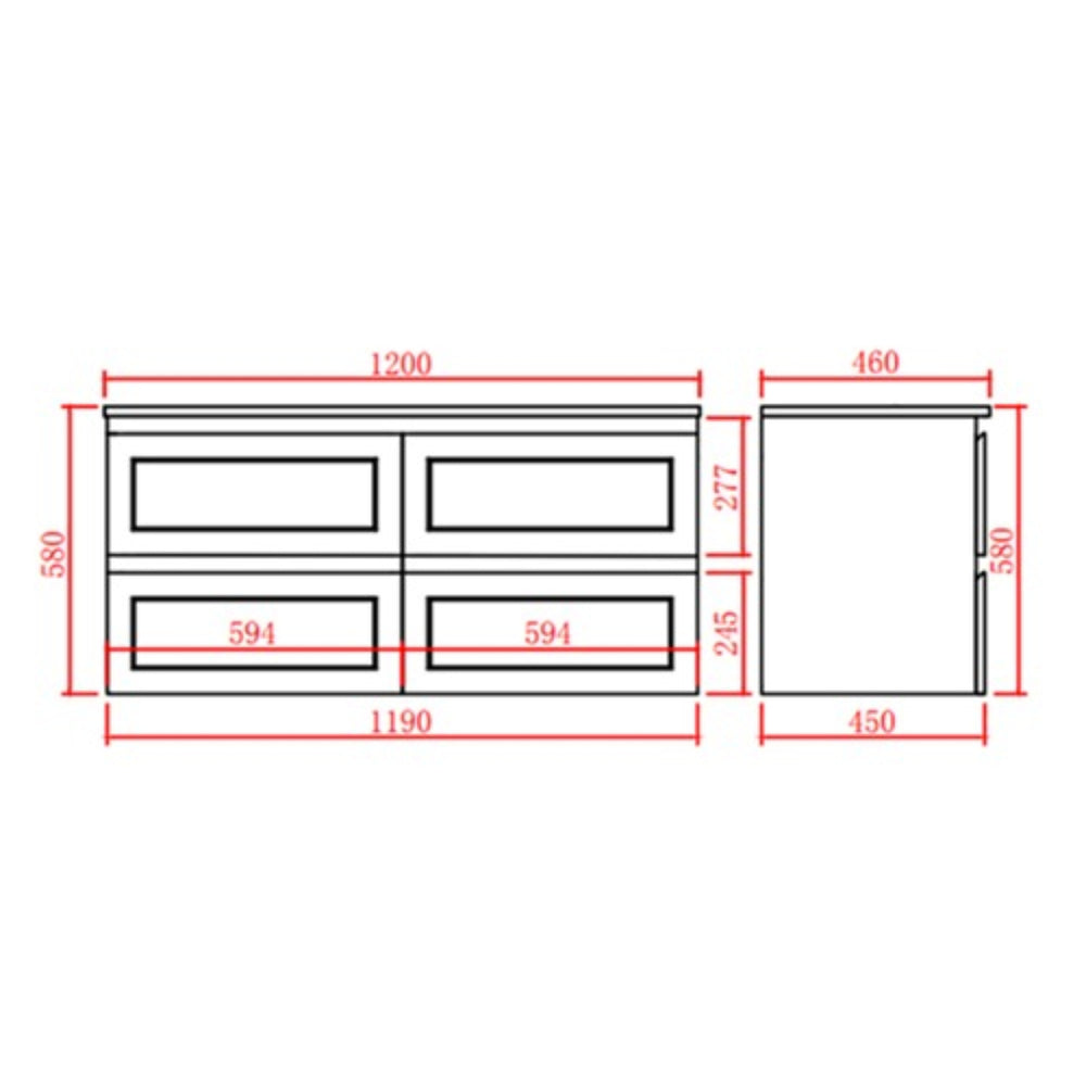 CETO FREMANTLE MATTE WHITE 1200MM SINGLE BOWL WALL HUNG VANITY