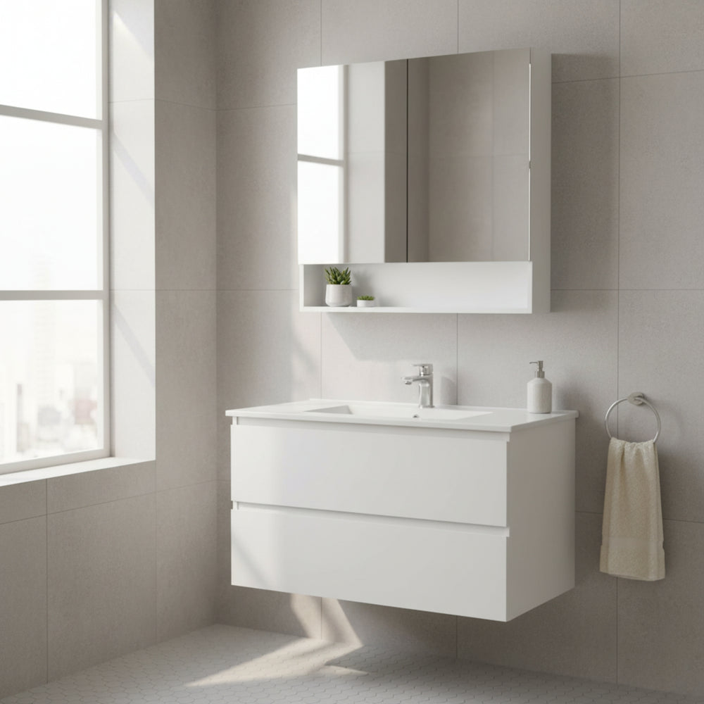 CETO FREMANTLE WHITE SHAVING CABINET 750MM X 750MM