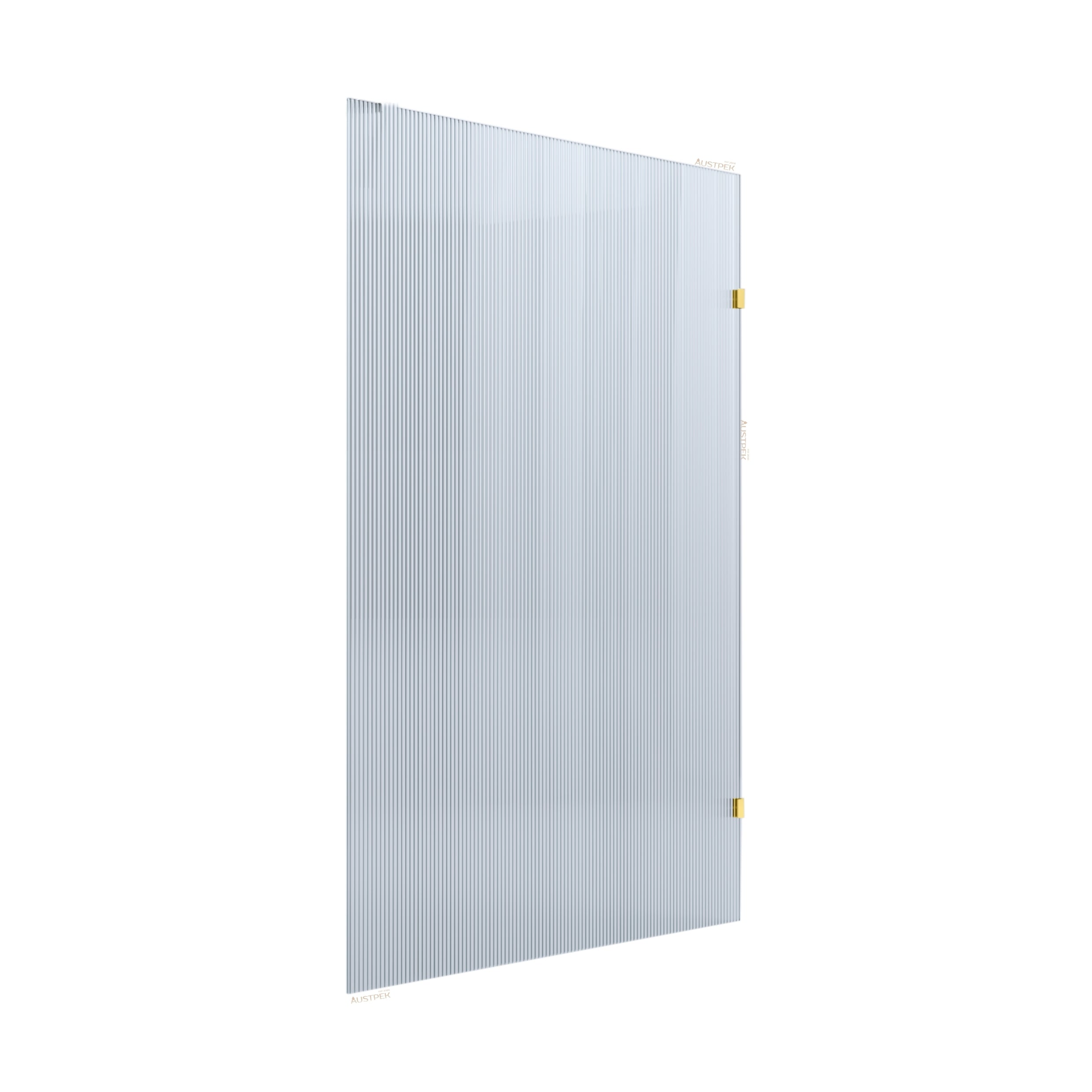 BELLA VISTA FRAMELESS REEDED FIXED PANEL SHOWER SCREEN SHINY GOLD