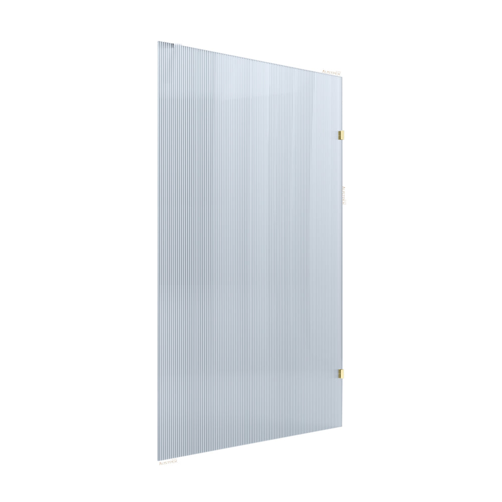 BELLA VISTA FRAMELESS REEDED FIXED PANEL SHOWER SCREEN FRENCH GOLD
