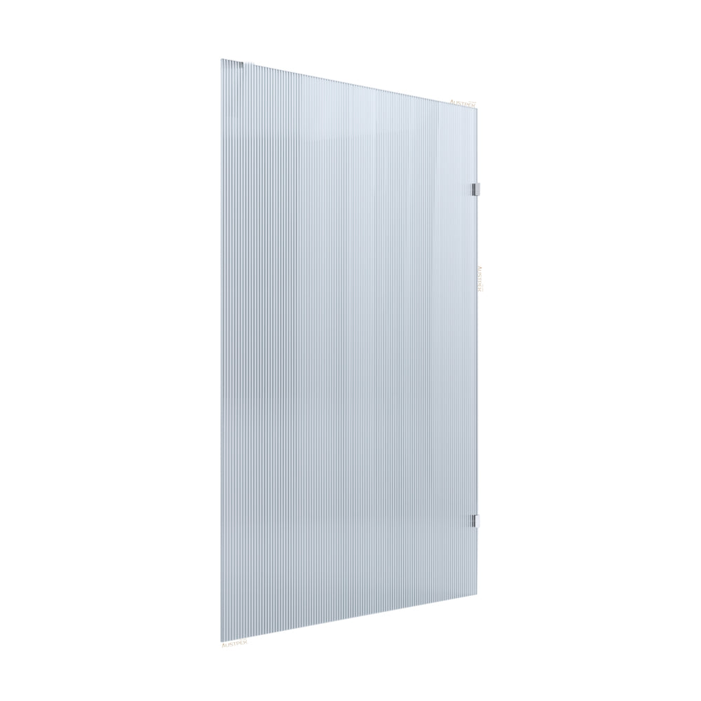 BELLA VISTA FRAMELESS REEDED FIXED PANEL SHOWER SCREEN BRUSHED SILVER