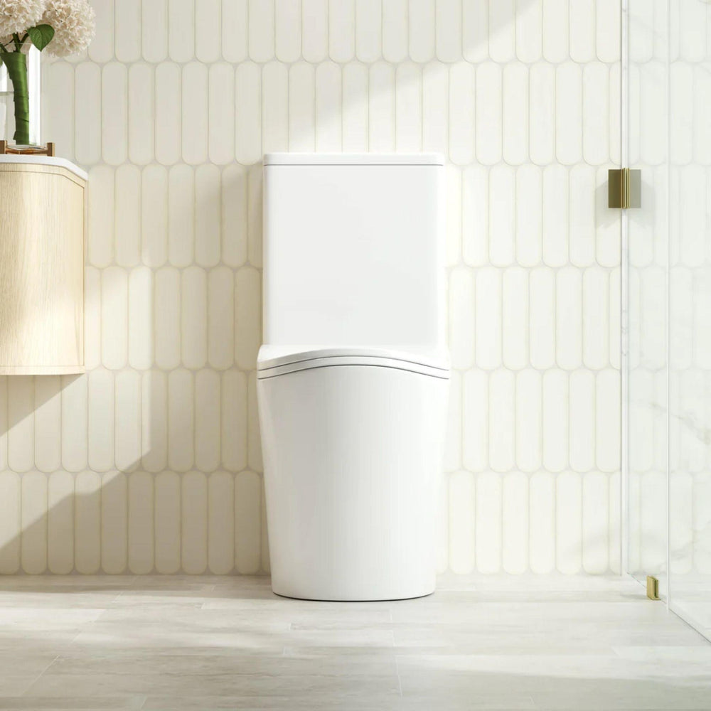 MERCIO FIFA QUIET RIMLESS AND TORNADO FLUSH BACK TO WALL TOILET SUITE GLOSS WHITE
