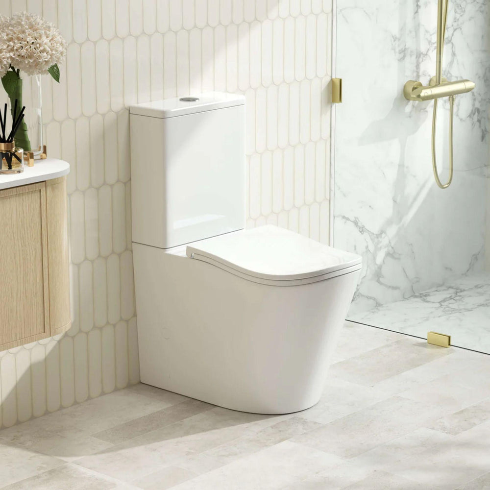 MERCIO FIFA QUIET RIMLESS AND TORNADO FLUSH BACK TO WALL TOILET SUITE GLOSS WHITE