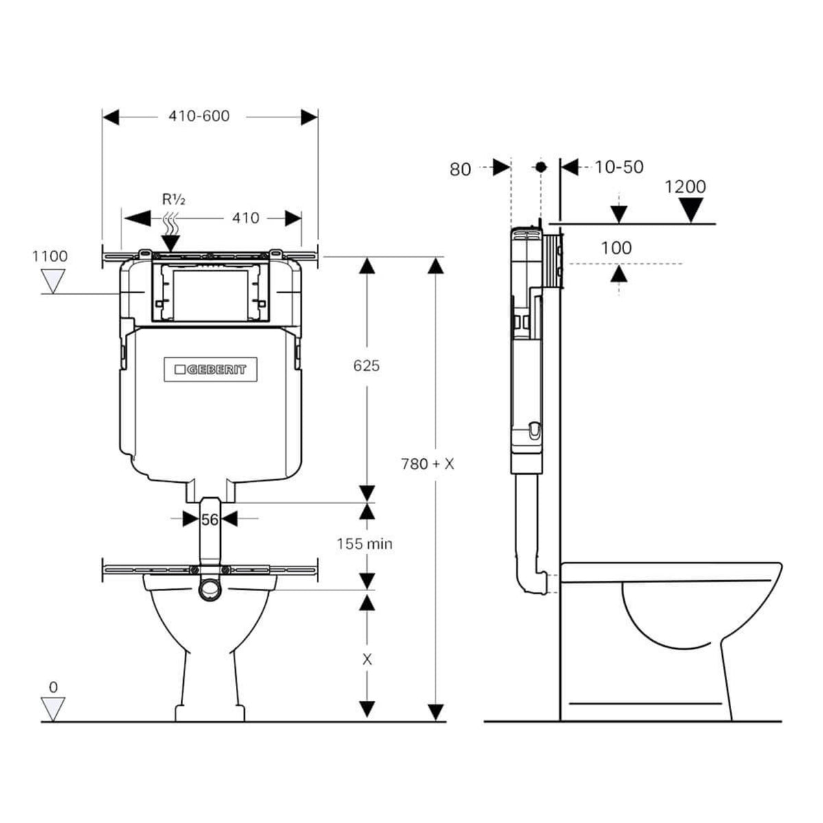 TURNER HASTINGS FINO WHISPERFLUSH RIMLESS FLOOR MOUNTED PAN AND SEAT WITH GEBERIT IN-WALL CISTERN AND FLUSH PLATE PACKAGE MATTE WHITE