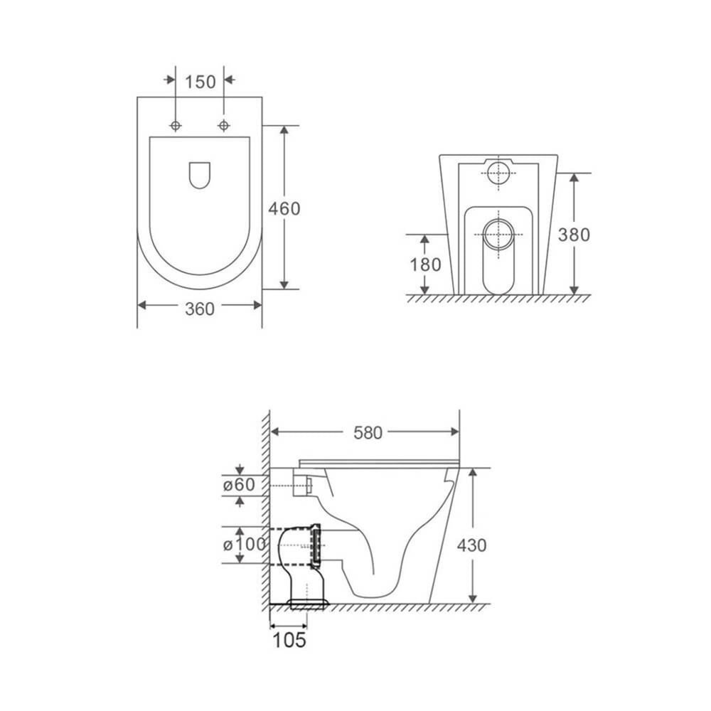 TURNER HASTINGS FINO WHISPERFLUSH RIMLESS FLOOR MOUNTED PAN AND SEAT WITH GEBERIT IN-WALL CISTERN AND FLUSH PLATE PACKAGE MATTE WHITE