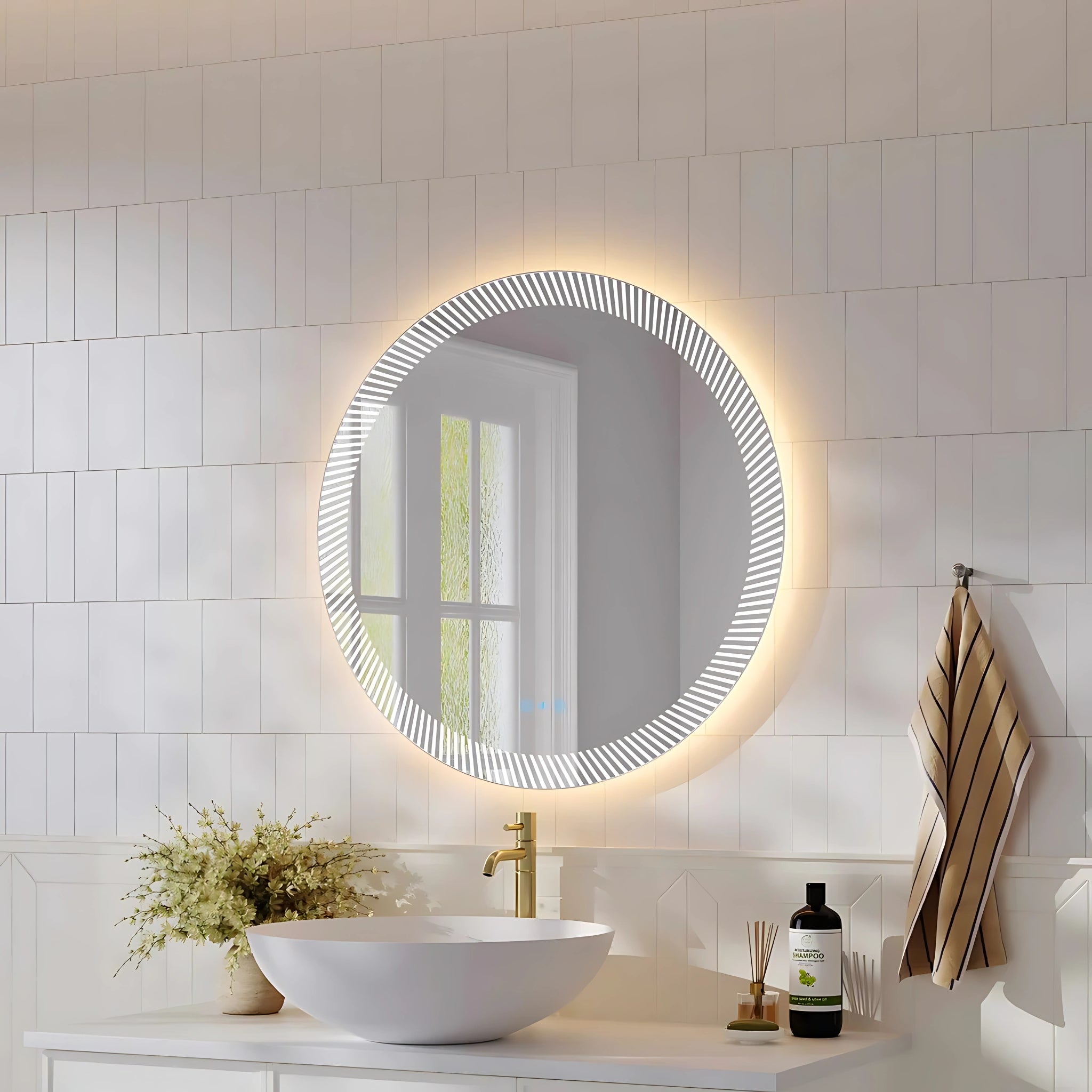 MERCIO FREYA FRAMELESS TEXTURED LED MIRROR 800X800MM