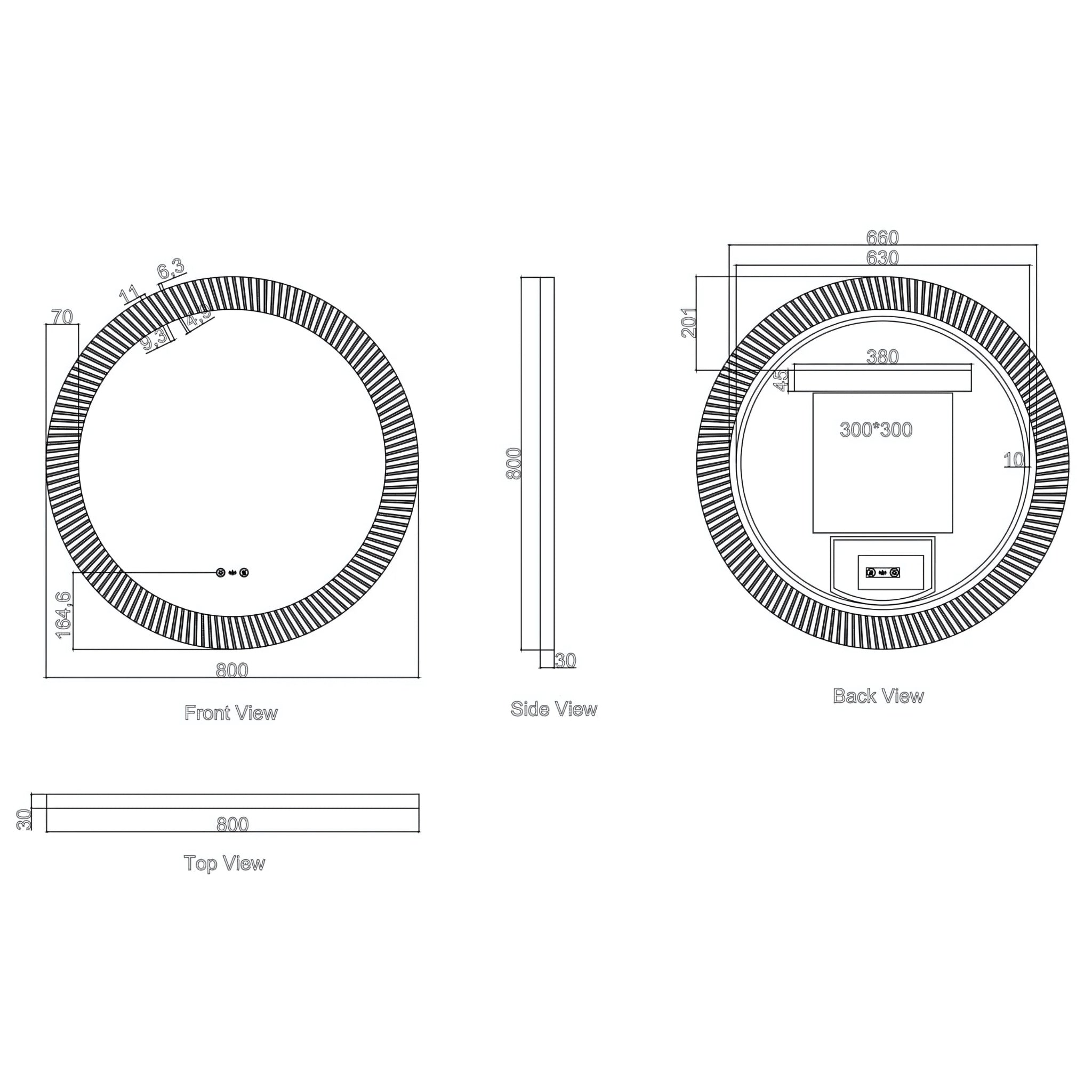 MERCIO FREYA FRAMELESS TEXTURED LED MIRROR 800X800MM
