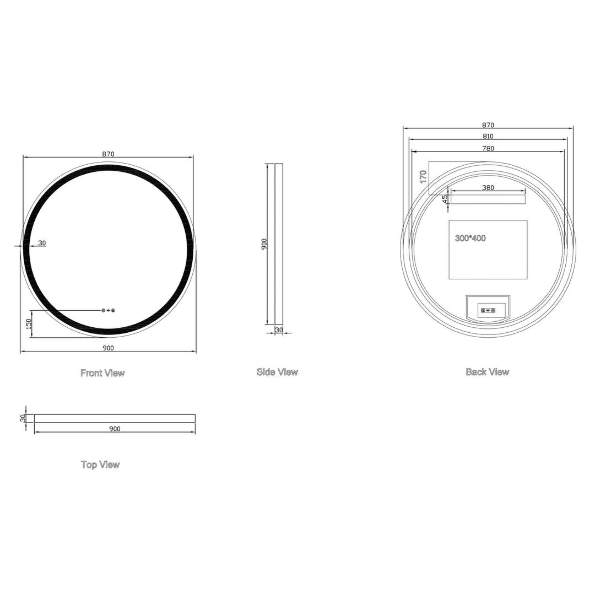 MERCIO FREYA FRAMELESS ROUND LED MIRROR 900X900MM