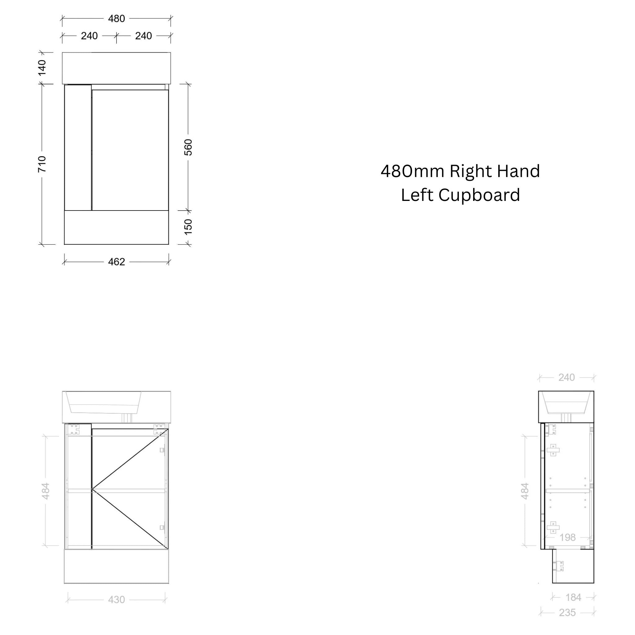 TIMBERLINE FRANKIE 480MM SPACE SAVING SINGLE BOWL CUSTOM FLOOR STANDING VANITY