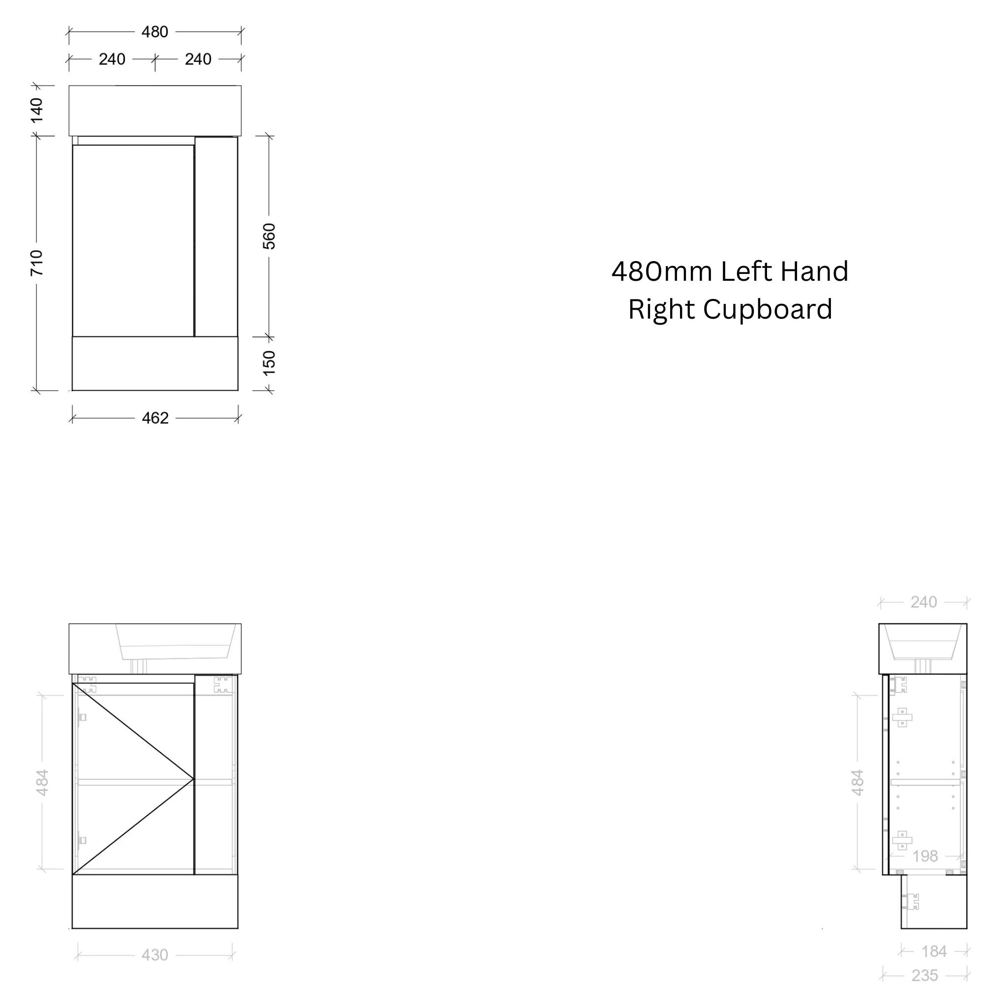 TIMBERLINE FRANKIE 480MM SPACE SAVING SINGLE BOWL CUSTOM FLOOR STANDING VANITY