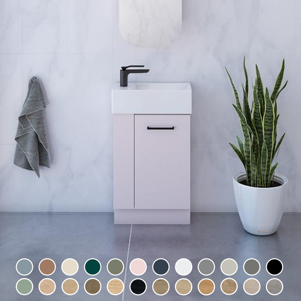 TIMBERLINE FRANKIE 480MM SPACE SAVING SINGLE BOWL CUSTOM FLOOR STANDING VANITY