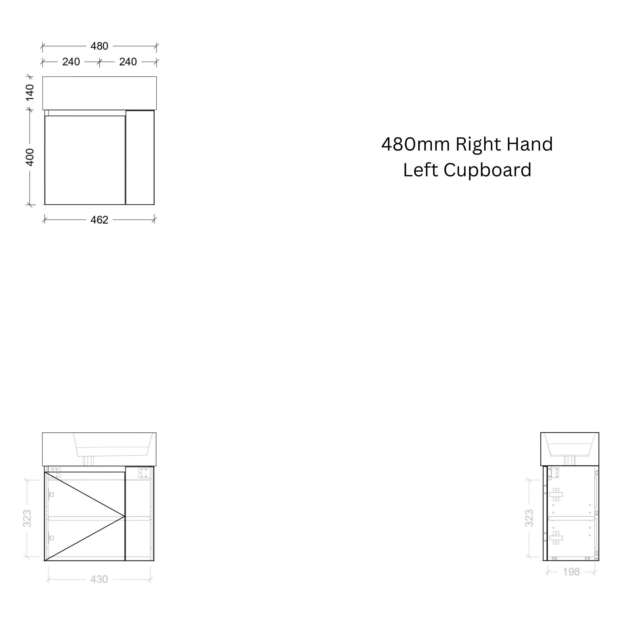 TIMBERLINE FRANKIE 480MM SPACE SAVING SINGLE BOWL CUSTOM WALL HUNG VANITY