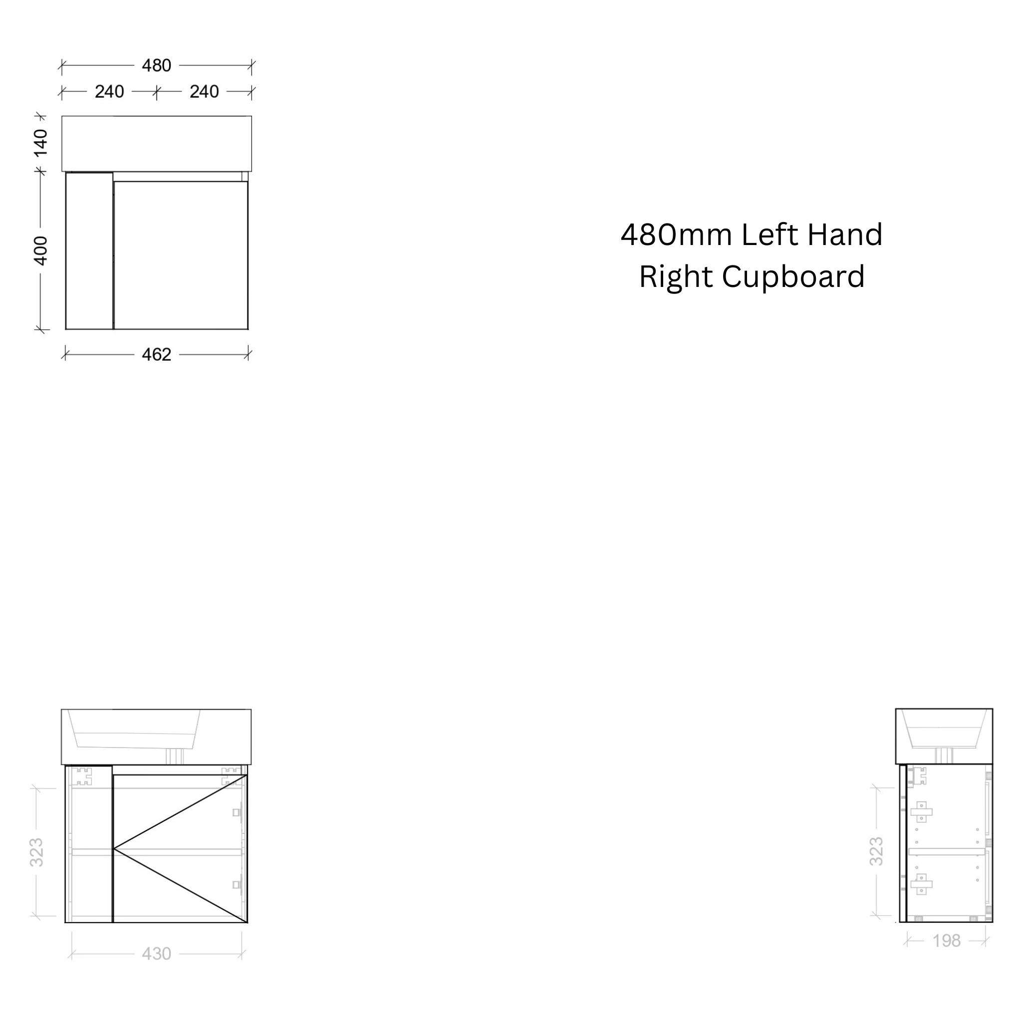 TIMBERLINE FRANKIE 480MM SPACE SAVING SINGLE BOWL CUSTOM WALL HUNG VANITY