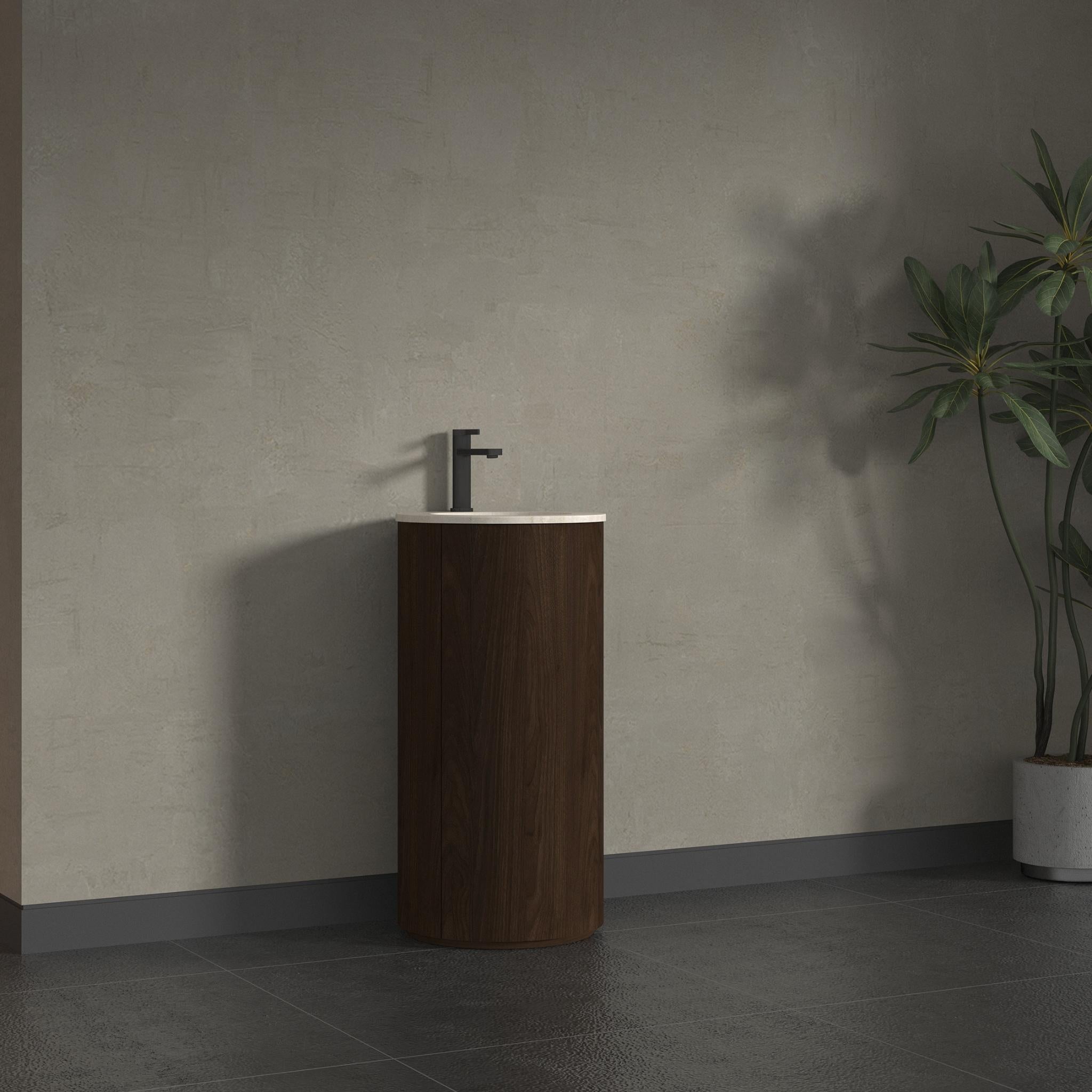 INFINITY FREYA WALNUT 440MM FREESTANDING VANITY WITH MATTE DROP IN BASIN