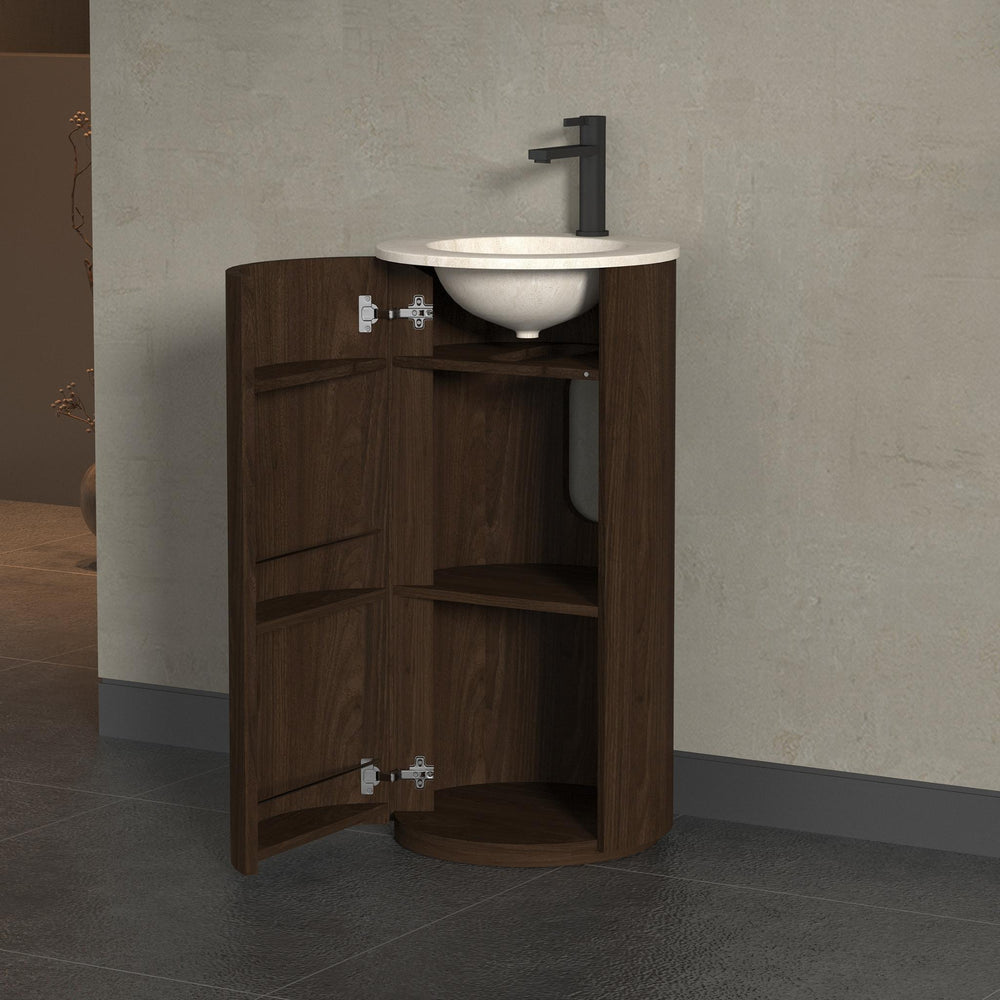 INFINITY FREYA WALNUT 440MM FREESTANDING VANITY WITH MATTE DROP IN BASIN