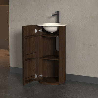 INFINITY FREYA WALNUT 440MM FREESTANDING VANITY WITH MATTE DROP IN BASIN