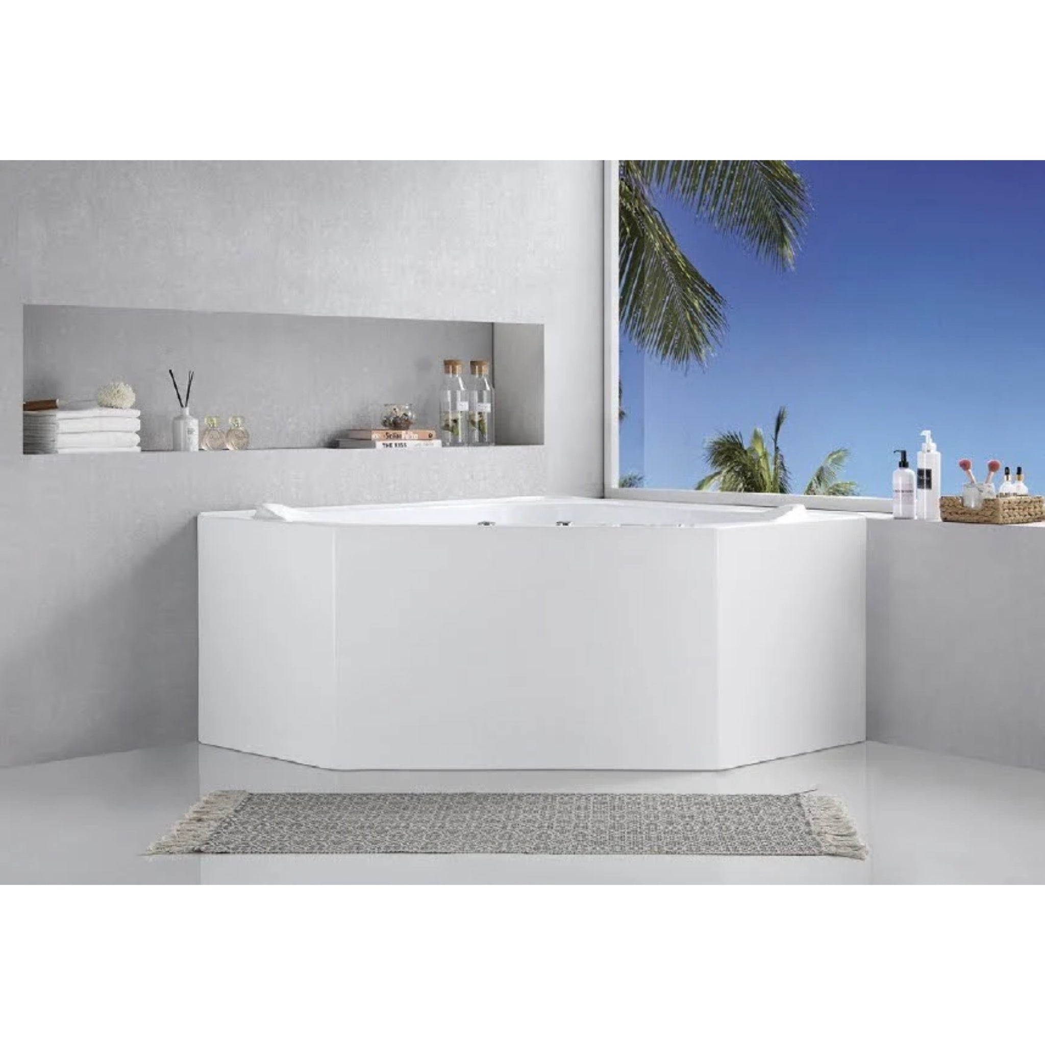 BROADWAY FS53 CORNER SPA BATHTUB GLOSS WHITE (AVAILABLE IN 1290MM AND 1490MM) WITH 12 JETS