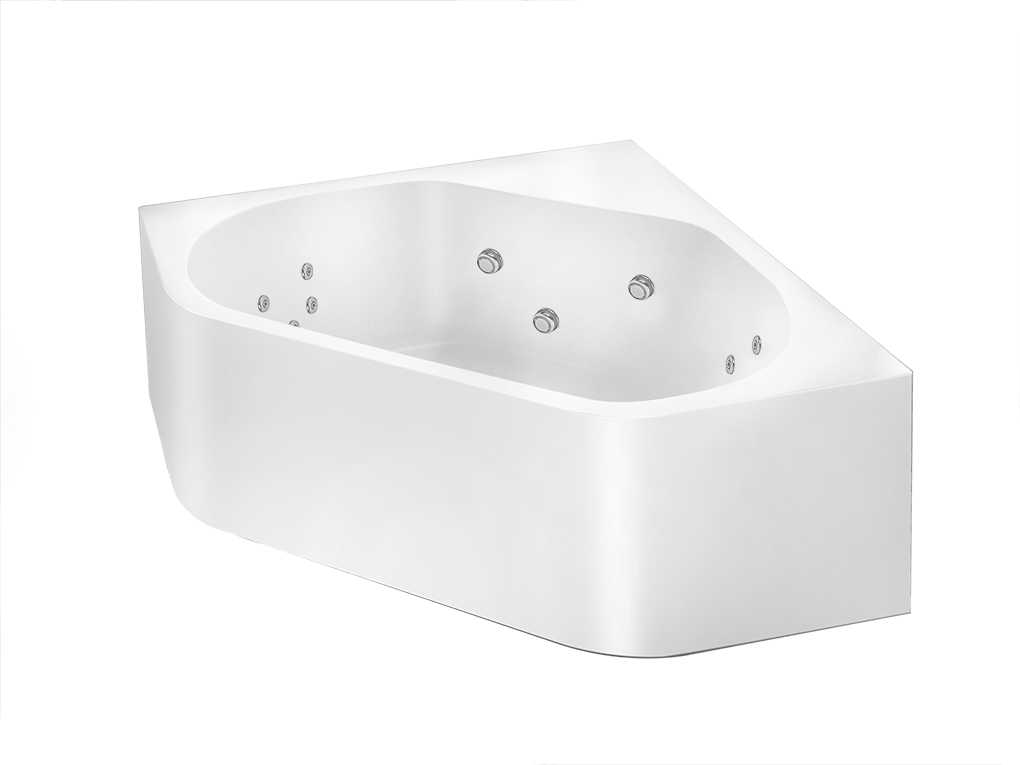 BROADWAY FS53 CORNER SPA BATHTUB GLOSS WHITE (AVAILABLE IN 1290MM AND 1490MM) WITH 12 JETS