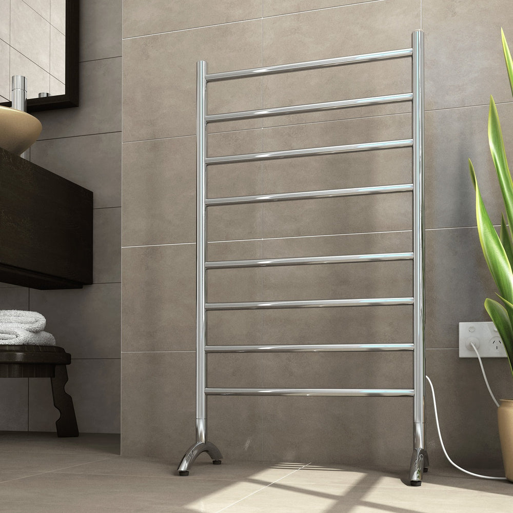THERMOGROUP STRAIGHT ROUND FREE-STANDING HEATED TOWEL RAIL 600MM