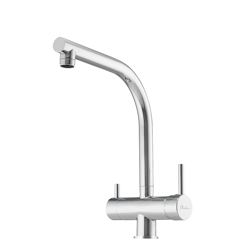 OLIVERI ESSENTIALS SQUARE GOOSE NECK 3 WAY FILTER TAP 340MM CHROME