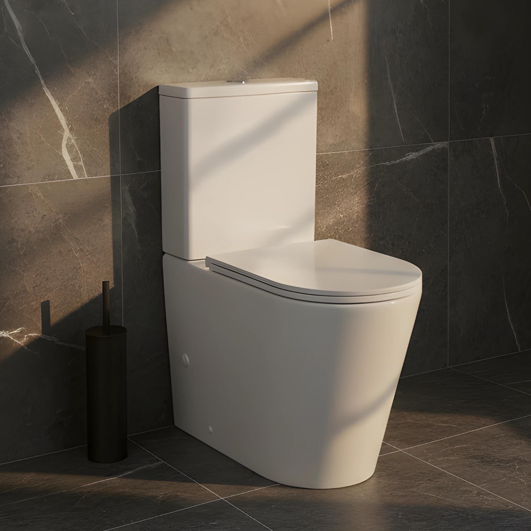 TURNER HASTINGS FINO RIMLESS WHISPERFLUSH BACK TO WALL TOILET SUITE WITH THIN SEAT GLOSS WHITE