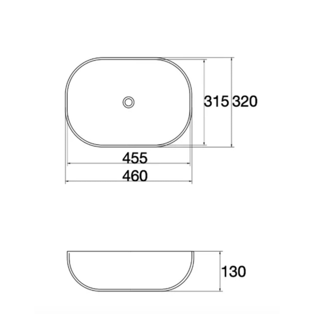 CLAYA OVAL ABOVE COUNTER BASIN MATTE BLACK CARRARA 460MM