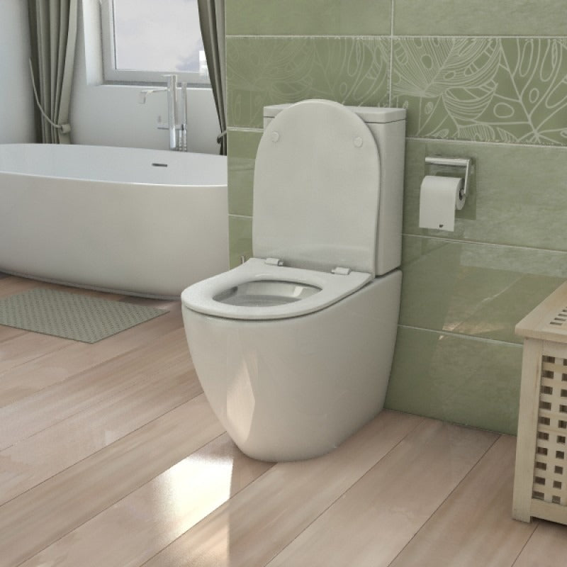 BEL BAGNO ALEXANDER-R RIMLESS BACK TO WALL TOILET SUITE GLOSS WHITE