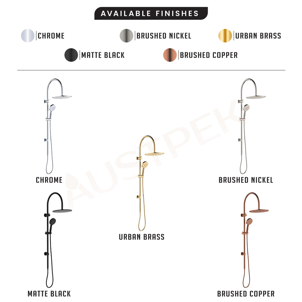 FIENZA EMPIRE SLIM CURVED TWIN SHOWER URBAN BRASS