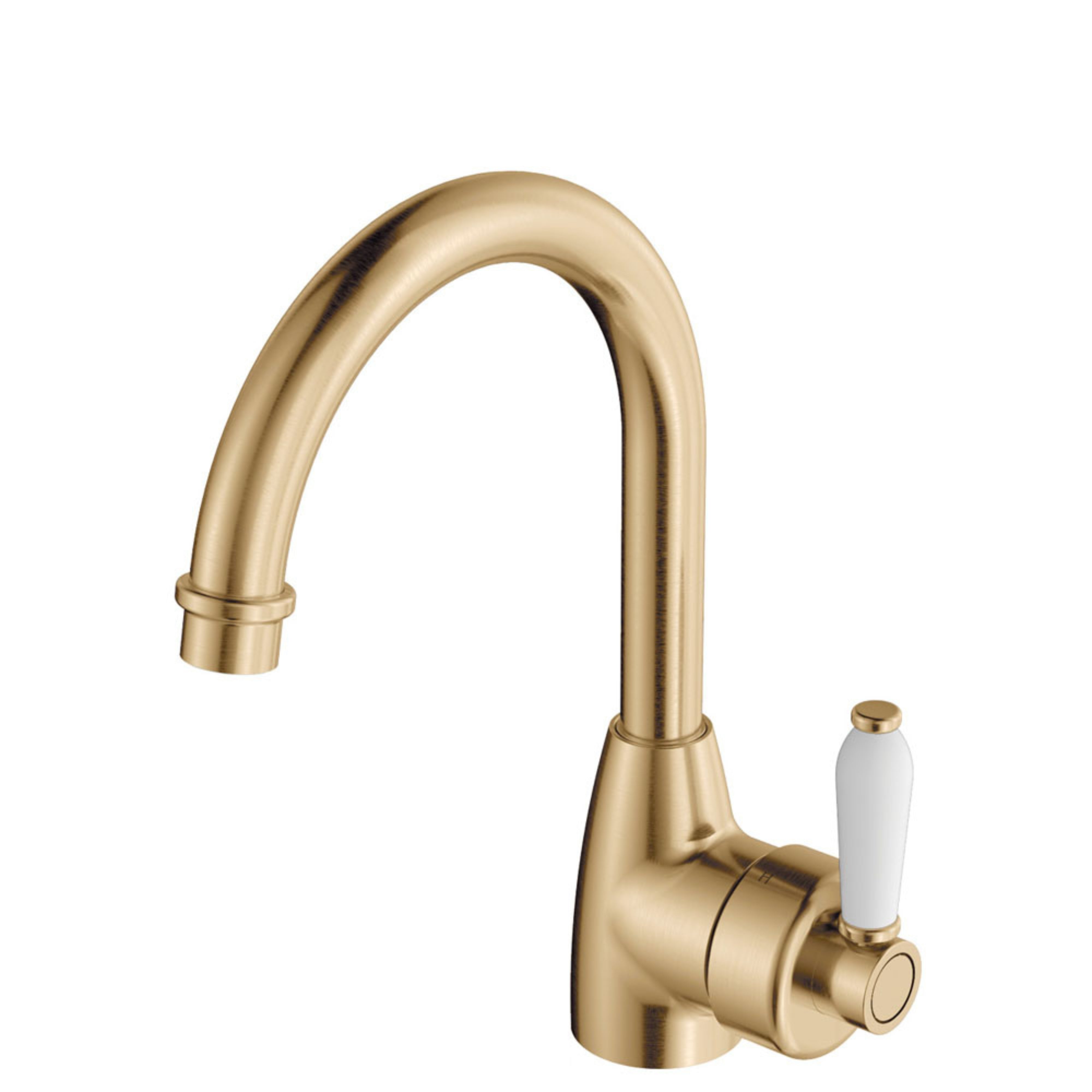 FIENZA ELEANOR GOOSENECK BASIN MIXER 264MM CERAMIC HANDLE URBAN BRASS