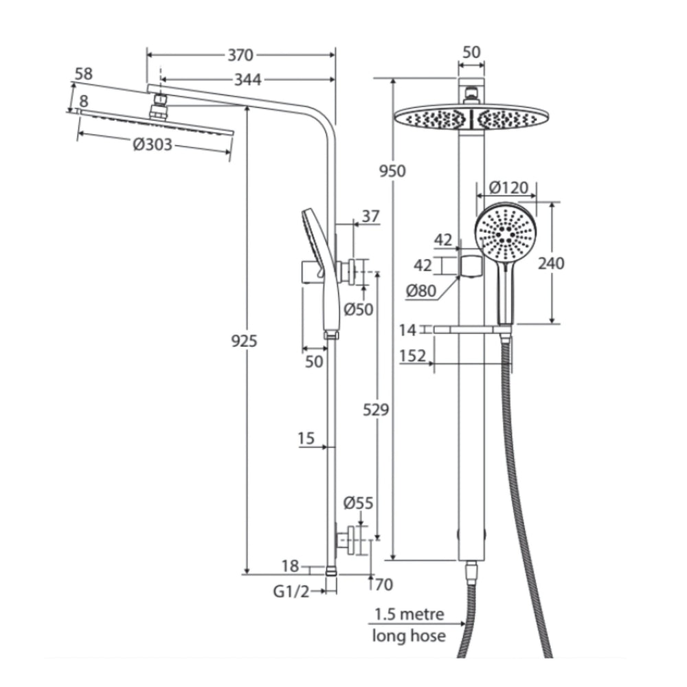 FIENZA EMPIRE SLIM DELUXE TWIN SHOWER URBAN BRASS