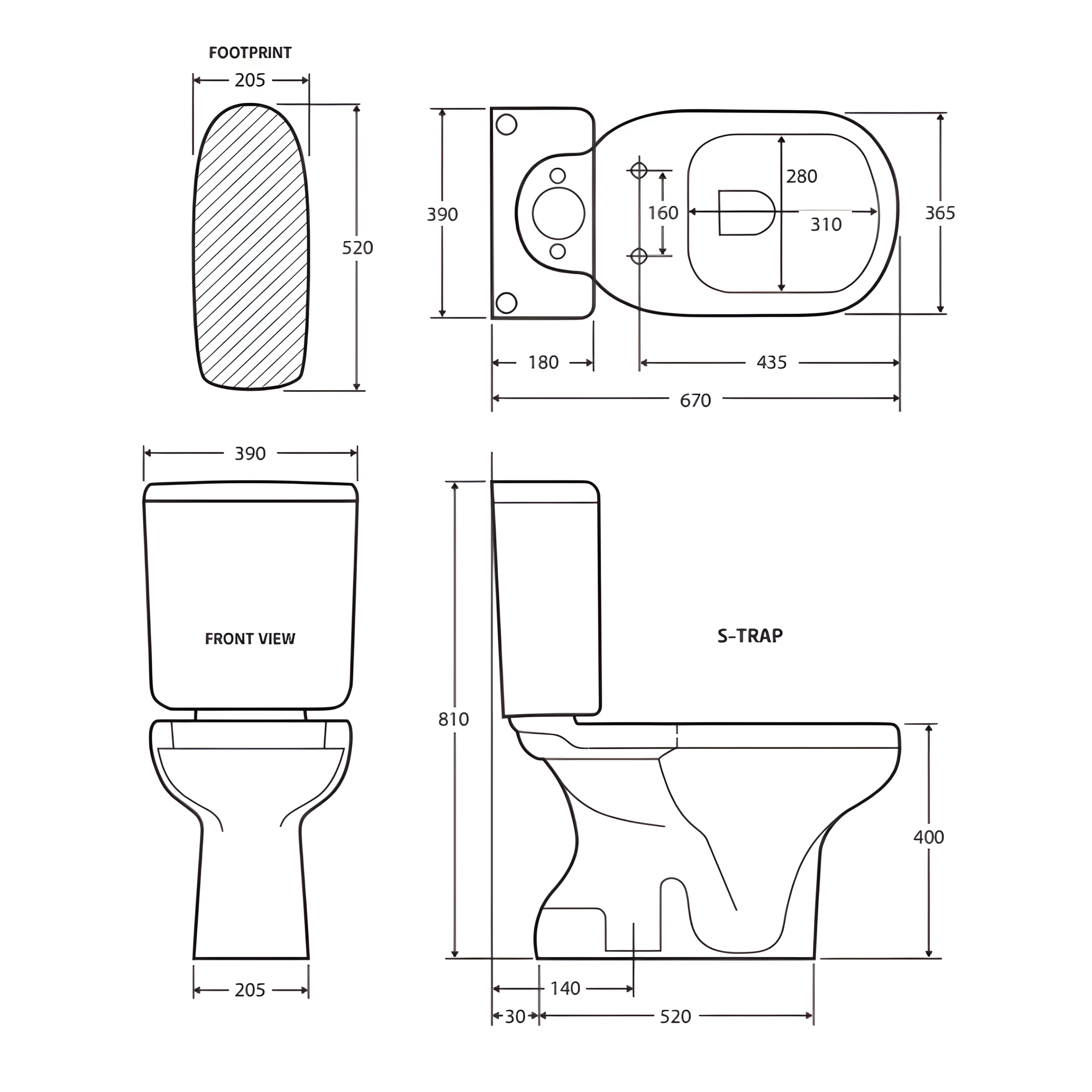 FIENZA RAK LIWA CLOSE COUPLED TOILET SUITE IVORY WITH S-TRAP