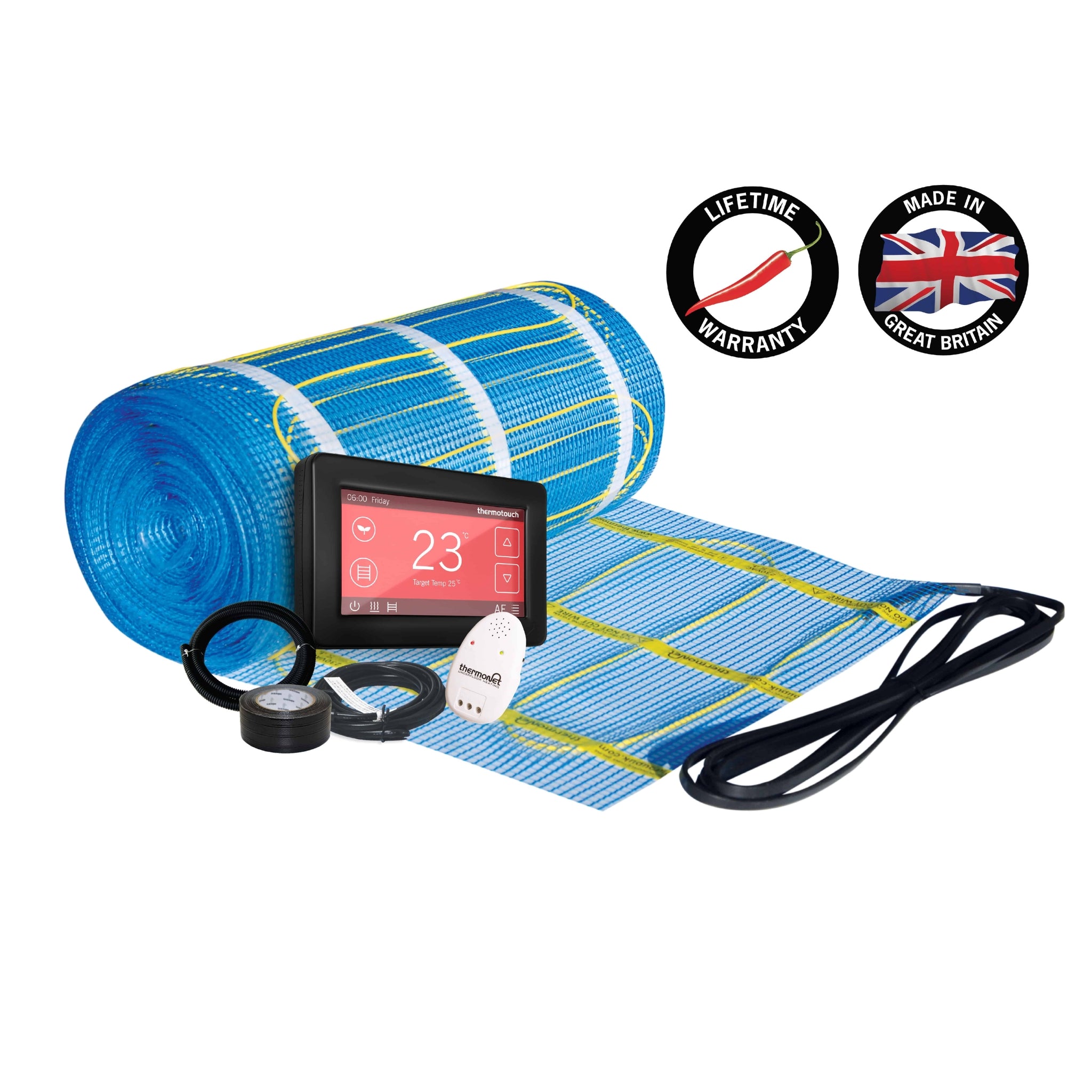 THERMOGROUP THERMONET 150W/M² UNDERTILE HEATING KIT – BLACK DUAL CONTROLLER