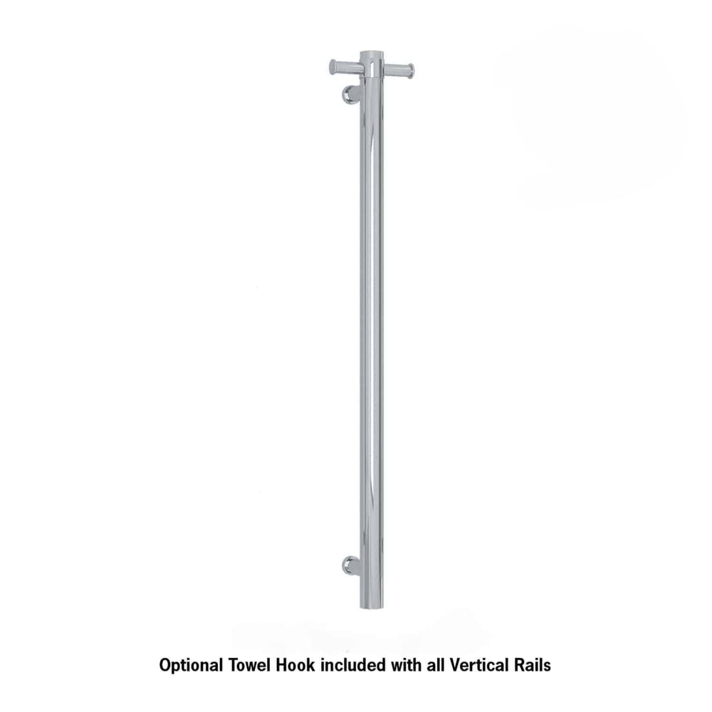 THERMOGROUP ROUND VERTICAL HEATED SINGLE TOWEL RAIL POLISHED STAINLESS STEEL 900MM (CUSTOM PLATED FINISH)