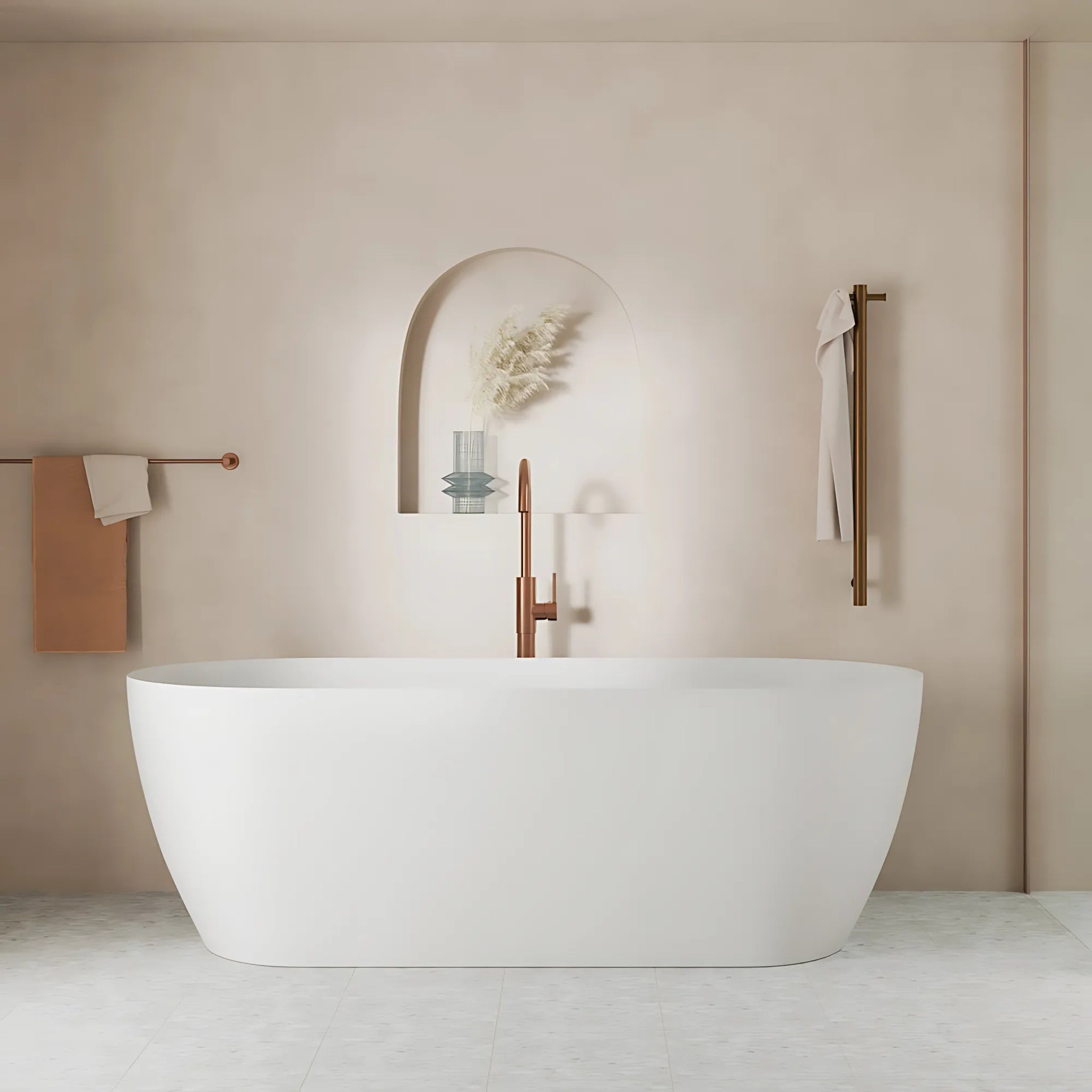 FIENZA KAYA SOLID SURFACE FREESTANDING BATHTUB MATTE WHITE (AVAILABLE IN 1500MM AND 1700MM)