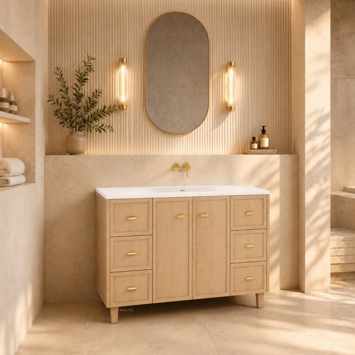 RIVA TOFINO COASTAL OAK 1200MM SINGLE BOWL FLOOR STANDING VANITY