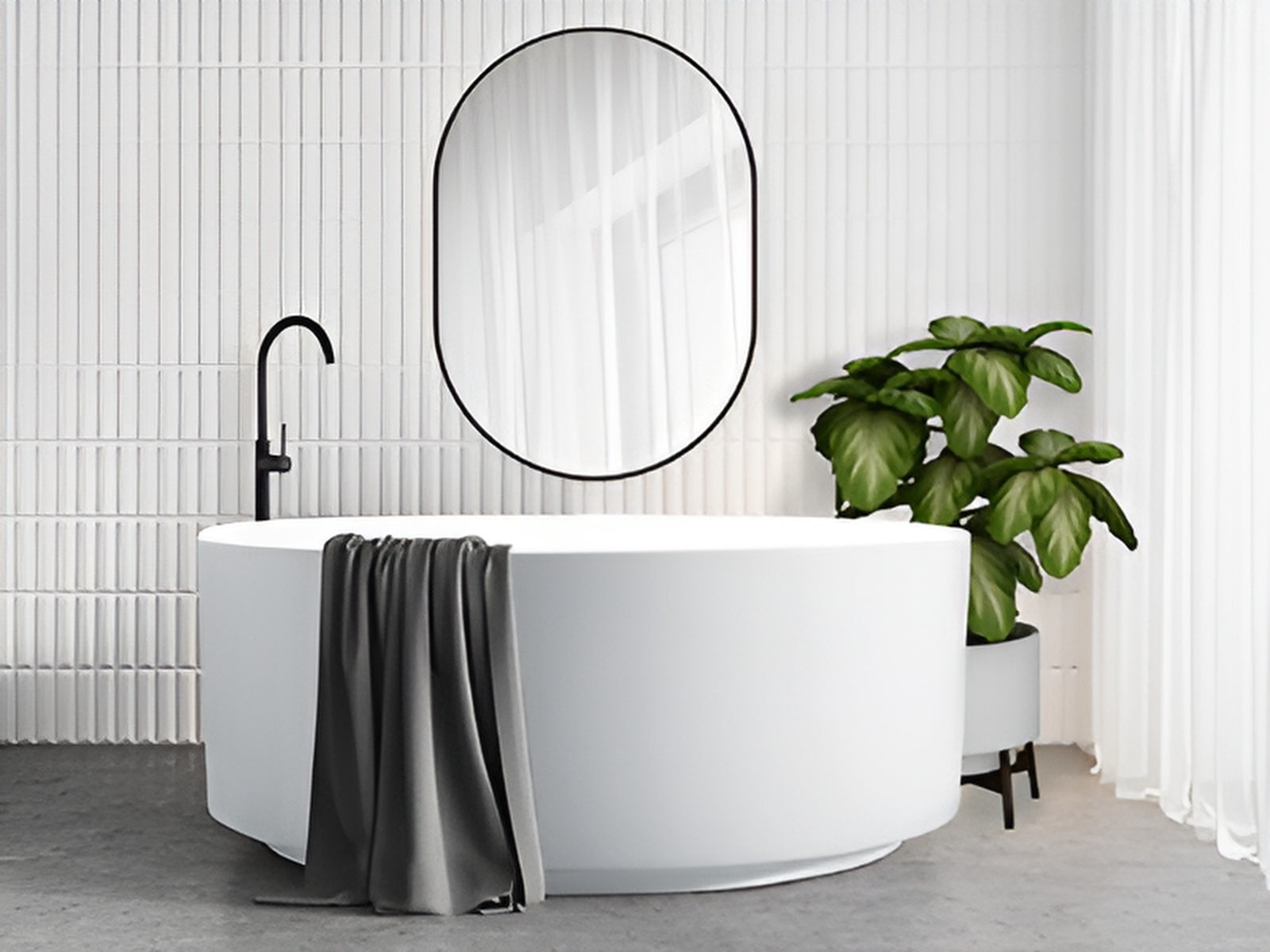 DECINA FLORENCIA FREESTANDING BATH WITH INTEGRATED OVERFLOW GLOSS WHITE 1400MM