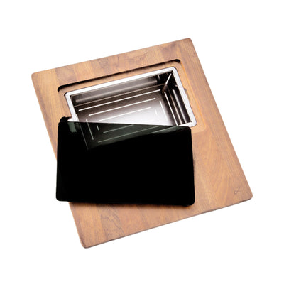 OLIVERI PROFESSIONAL SERIES BAMBOO CHOPPING BOARD WITH STAINLESS STEEL BOWL & COLANDER 405MM