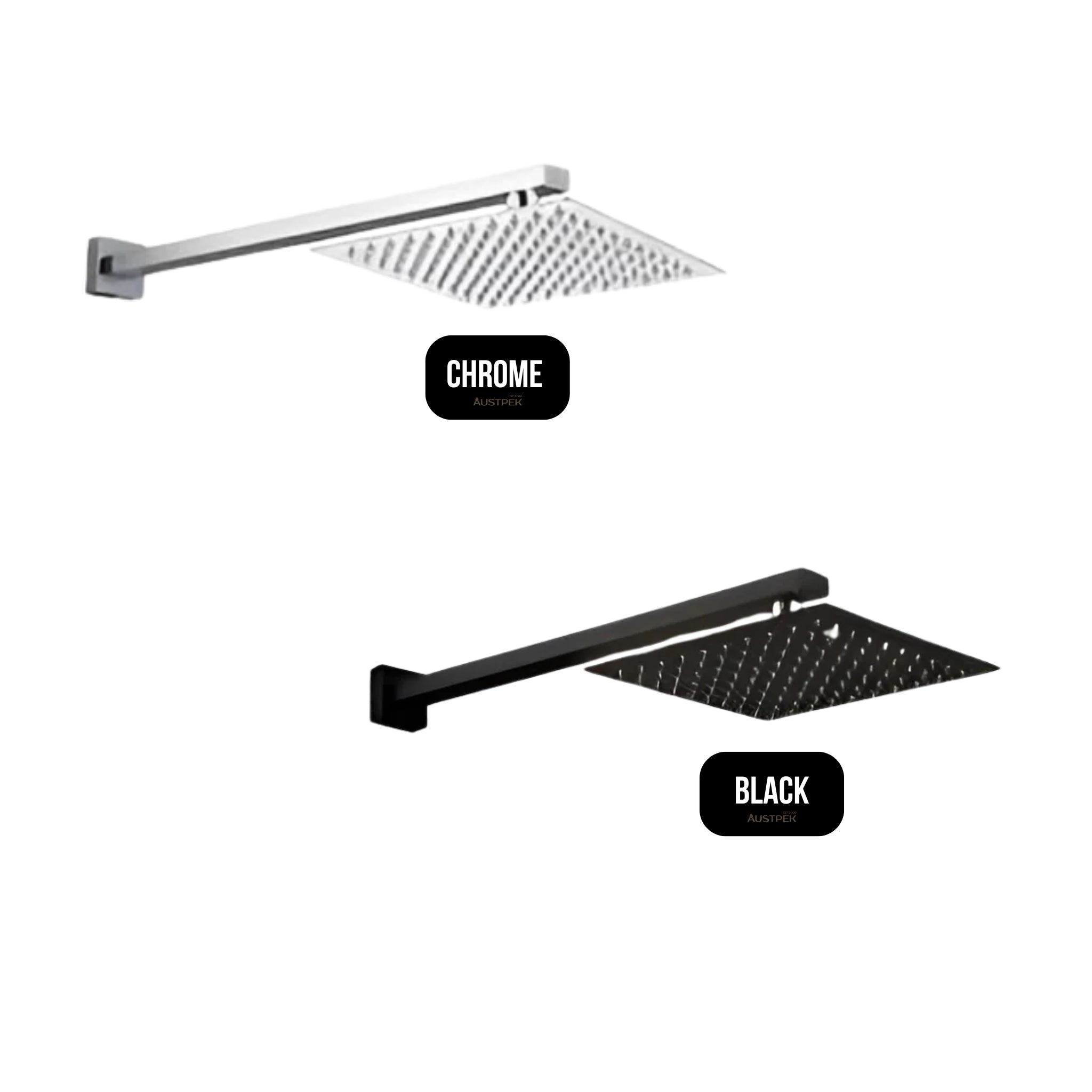 HELLYCAR ERIC WALL SHOWER ARM AND SHOWER HEAD 200MM CHROME