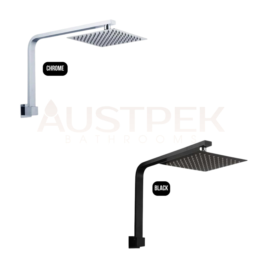 HELLYCAR ERIC SHOWER ARM AND SHOWER HEAD 200MM BLACK
