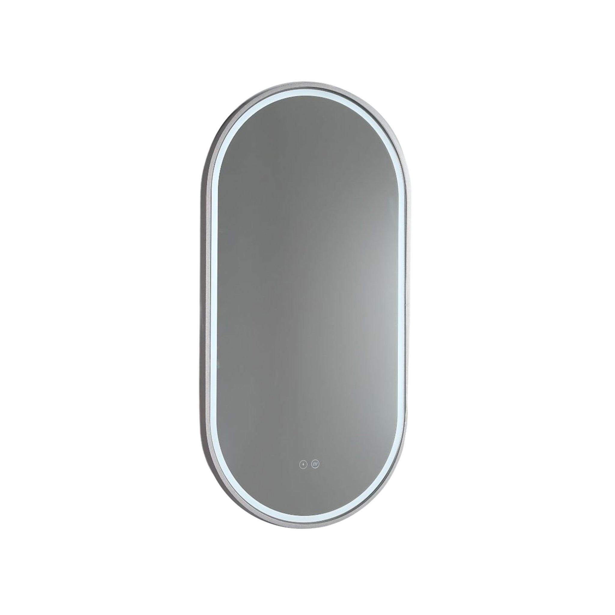 REMER GATSBY OVAL FRAMED LED MIRROR W/ DEMISTER & PORTABLE MAGNIFIER CUSTOM COLOURS 450X900MM
