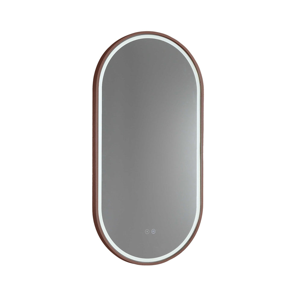 REMER GATSBY OVAL FRAMED LED MIRROR W/ DEMISTER & PORTABLE MAGNIFIER CUSTOM COLOURS 450X900MM