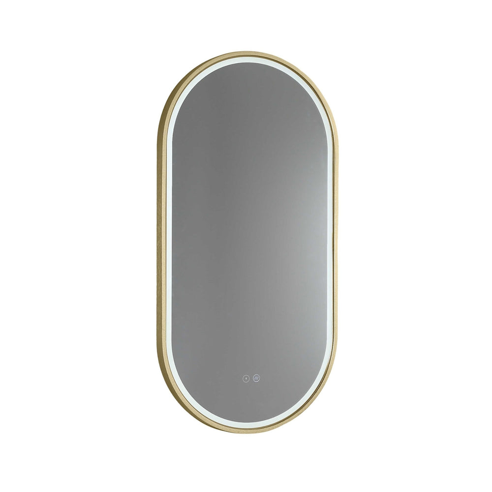 REMER GATSBY OVAL FRAMED LED MIRROR W/ DEMISTER & PORTABLE MAGNIFIER CUSTOM COLOURS 450X900MM