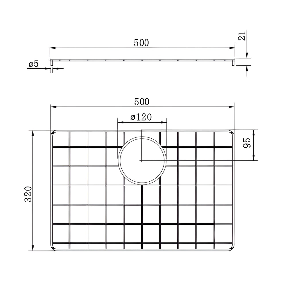 TURNER HASTINGS GALDOR KITCHEN SINK GRID 500MM STAINLESS STEEL