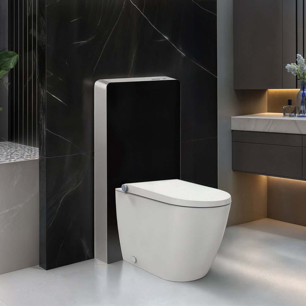 GALLARIA BLACK ALTARETROFIT RIMLESS WALL FACE PAN AND REMOTE BIDET PACKAGE GLOSS WHITE