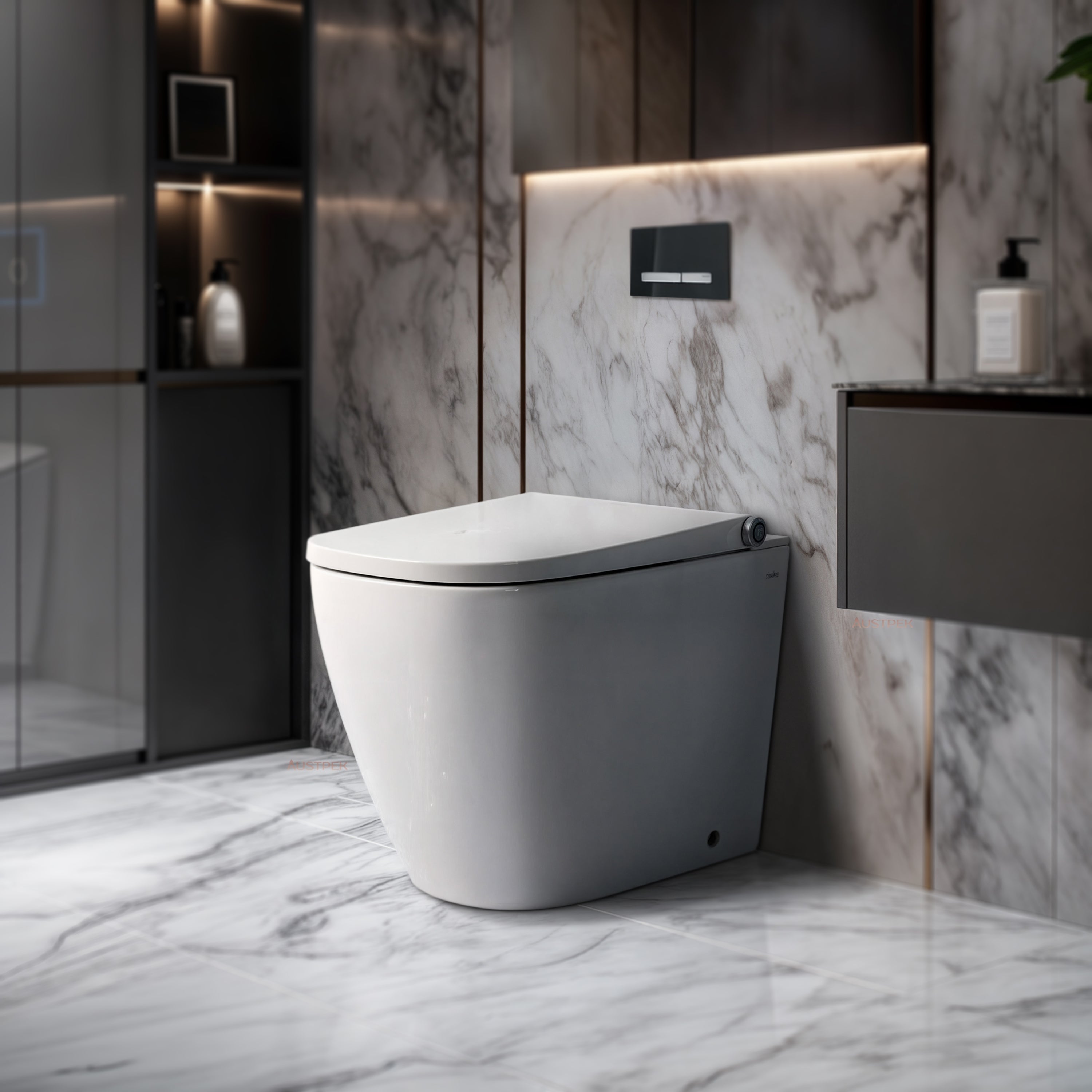 GALLARIA OMNI COMFORT RIMLESS WALL FACE PAN AND REMOTE WASHLET PACKAGE GLOSS WHITE