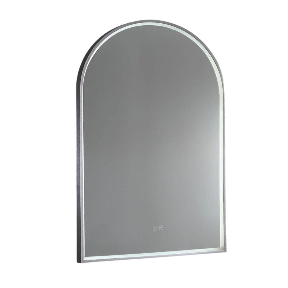 REMER ARCH FRAMED LED MIRROR W/ DEMISTER & PORTABLE MAGNIFIER CUSTOM COLOURS 700X1000MM