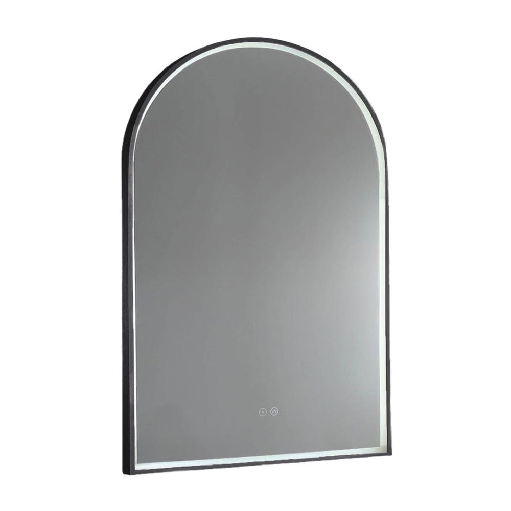 REMER ARCH FRAMED LED MIRROR W/ DEMISTER & PORTABLE MAGNIFIER CUSTOM COLOURS 700X1000MM