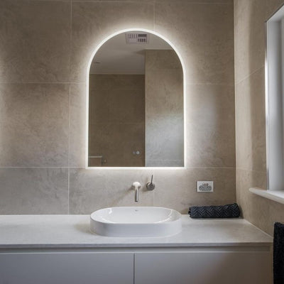 REMER ARCH FRAMELESS LED MIRROR W/ DEMISTER 700X1000MM