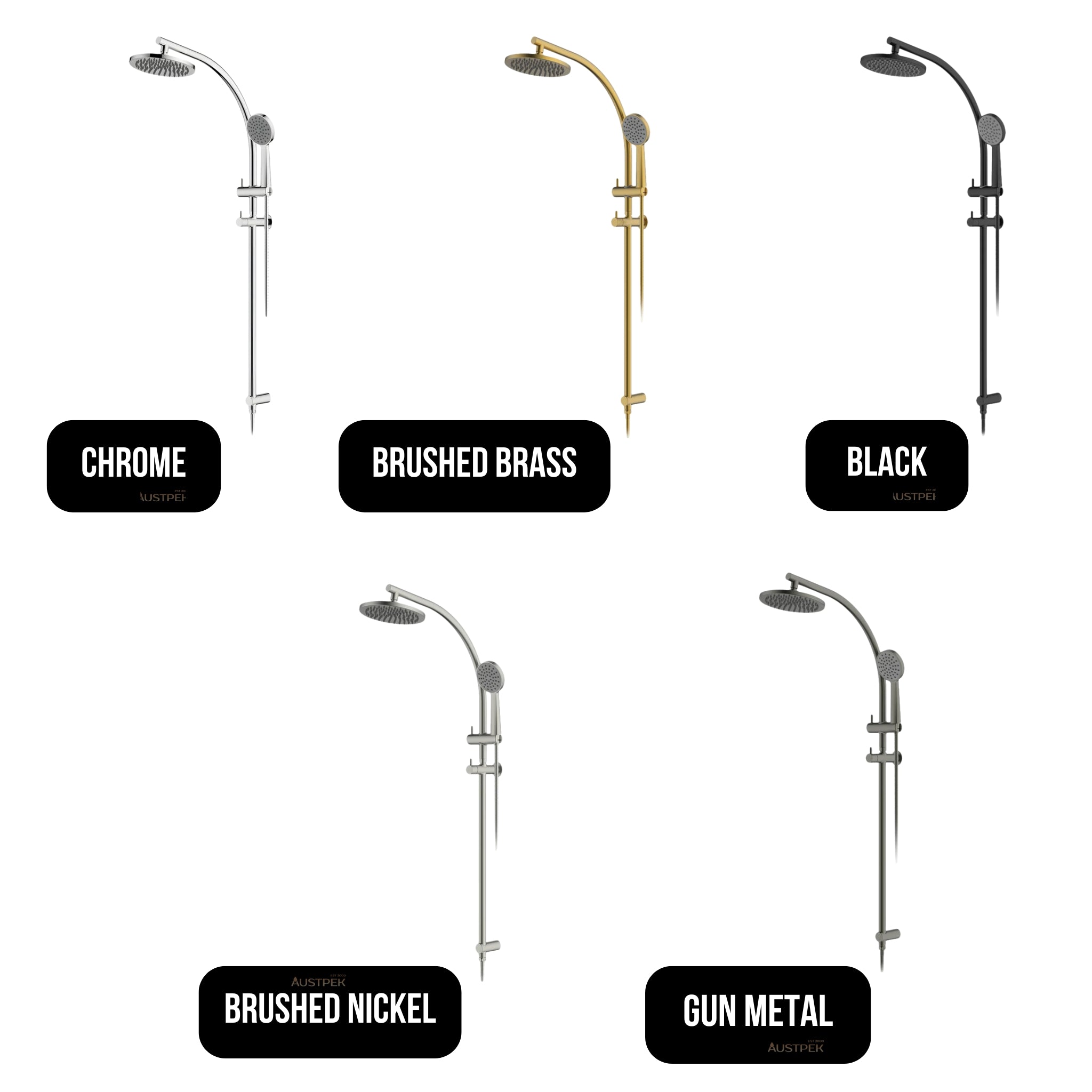 GARETH ASHTON CURVE SHOWER SYSTEM 1180MM BRUSHED NICKEL