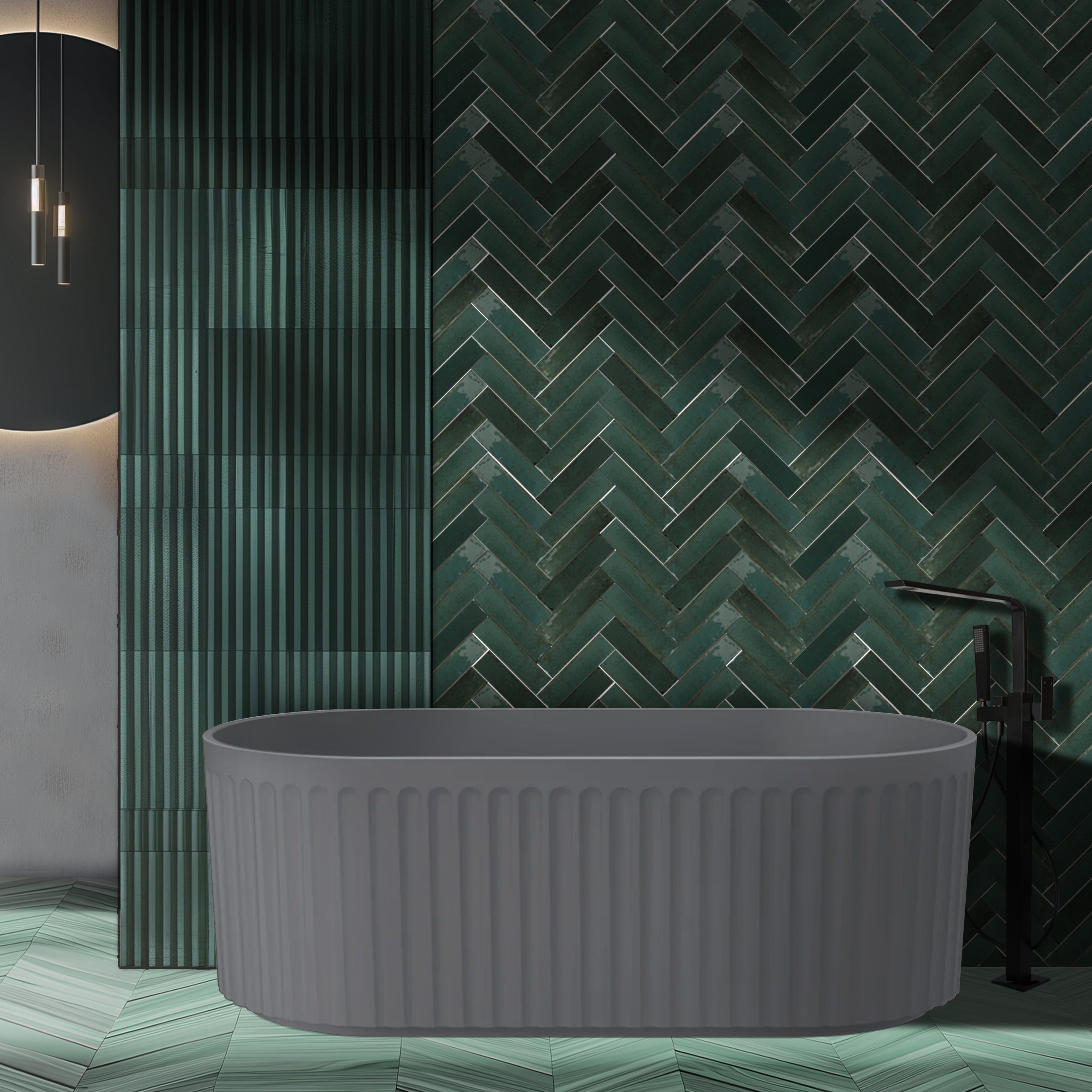 LINSOL GEORG FREESTANDING BATHTUB GREY BLUE (AVAILABLE IN 1500MM AND 1700MM)